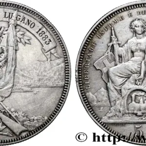 SUISSE 5 Francs, concours de Tir de Lugano 1883 fwo_740129 Monde Marque