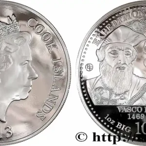 ÎLES COOK 10 Dollars Proof Vasco de Gama 2013 fwo_760233 Monde Garantie Incluse
