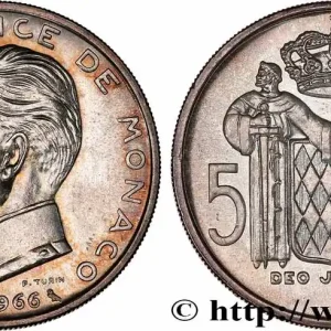 MONACO 5 Francs Prince Rainier III 1966 Paris fwo_761510 Monde Meilleure Qualité