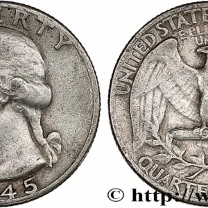 Promotion Saisonnière ÉTATS-UNIS D'AMÉRIQUE 1/4 Dollar Georges Washington 1945 Philadelphie fwo_761910 Monde