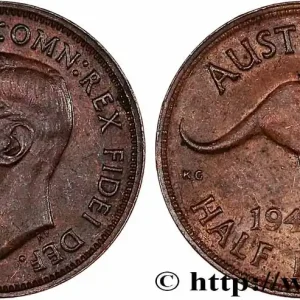AUSTRALIE 1/2 Penny Georges VI 1949 Perth fwo_762088 Monde Prix Cassé