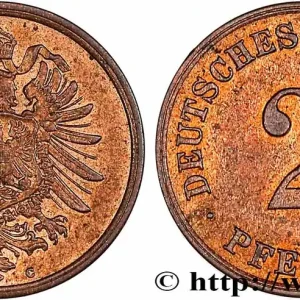 Produit De Marque ALLEMAGNE 2 Pfennig aigle impérial héraldique 1875 Francfort fwo_762182 Monde