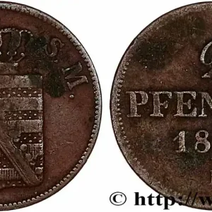En Vogue ALLEMAGNE - SAXE 2 Pfennige Frédric-Auguste II 1850 Dresde fwo_762189 Monde