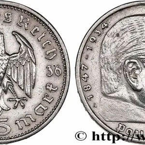 Dernière Chance ALLEMAGNE 5 Reichsmark Maréchal Paul von Hindenburg 1936 Berlin fwo_762208 Monde