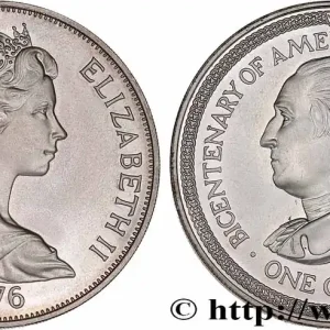 ÎLE DE MAN 1 Crown bicentenaire de la l’Indépendance américaine 1976 fwo_764711 Monde Expédié Aujourd’hui