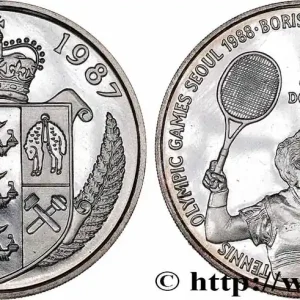 NIUÉ 50 Dollars Proof Jeux Olympiques de Séoul 1988 : Boris Becker 1987 fwo_759280 Monde Dernière Chance
