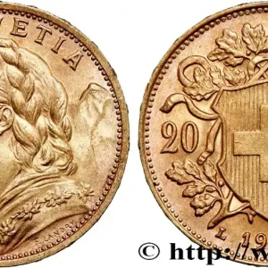 OR, PALLADIUM ET PLATINE INVESTISSEMENT 20 Francs "Vreneli" 1935 Berne fwo_735648 Monde Authentique