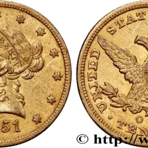Prix Réduit OR, PALLADIUM ET PLATINE INVESTISSEMENT 10 Dollars "Liberty" 1851 La Nouvelle-Orléans fwo_763795 Monde
