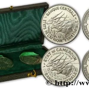 ÉTATS DE L'AFRIQUE ÉQUATORIALE Coffret de deux essais de 100 Francs Cameroun et Afrique Équatoriale 1966 Paris fwo_764095 Monde Usine Directe