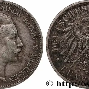 Meilleure Qualité ALLEMAGNE - PRUSSE 5 Mark Guillaume II 1901 Berlin fwo_764265 Monde