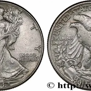 Édition Limitée ÉTATS-UNIS D'AMÉRIQUE 1/2 Dollar Walking Liberty 1942 Philadelphie fwo_764320 Monde