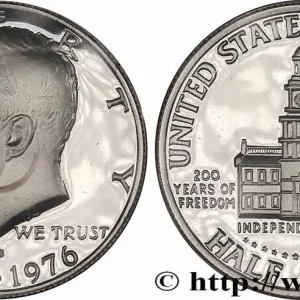 ÉTATS-UNIS D'AMÉRIQUE 1/2 Dollar Proof Kennedy - Independence Hall bicentennaire 1976 San Francisco fwo_764323 Monde Réduction