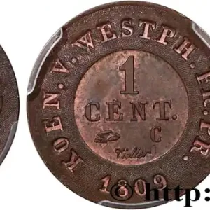 Seulement Aujourd’hui ALLEMAGNE - ROYAUME DE WESTPHALIE - JÉRÔME NAPOLÉON Épreuve sur flan bruni de 1 centime 1809 Cassel fwo_714063 Monde
