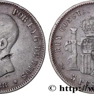 ESPAGNE - ROYAUME D'ESPAGNE - ALPHONSE XIII 5 Pesetas, MS - M 1888 Madrid fwo_752311 Monde Garantie Incluse