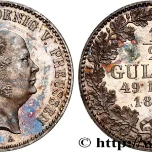 Livraison Gratuite ALLEMAGNE - ROYAUME DE PRUSSE - FRÉDÉRIC-GUILLAUME IV 1/2 Gulden 1852 Berlin fwo_765208 Monde