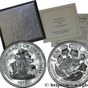 BAHAMAS 10 Dollars Proof Anniversaire de l’indépendance 1975 fwo_442320 Monde En Vogue