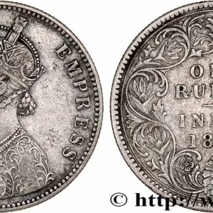 INDES BRITANNIQUES 1 Roupie Victoria 1885 Calcutta fwo_760124 Monde Commander Maintenant