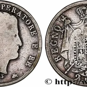 ITALIE - ROYAUME D'ITALIE - NAPOLÉON Ier 2 lire Napoléon Empereur et Roi d’Italie 1813 Milan fwo_760884 Monde Remise