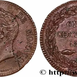 Pas Cher MONACO 5 Centimes Honoré V petite tête en cuivre rouge 1837 Monaco fwo_761226 Monde