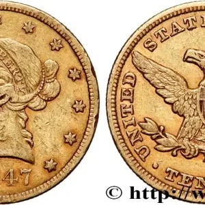 Super Prix OR, PALLADIUM ET PLATINE INVESTISSEMENT 10 Dollars "Liberty" 1847 Philadelphie fwo_763801 Monde