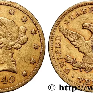 OR, PALLADIUM ET PLATINE INVESTISSEMENT 10 Dollars "Liberty" 1849 Philadelphie fwo_763811 Monde Super Prix