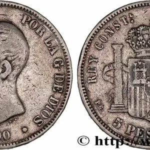 Pas Cher ESPAGNE 5 Pesetas Alphonse XIII 1er type 1890 Madrid fwo_764418 Monde