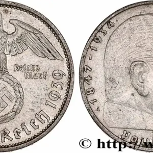 ALLEMAGNE 2 Reichsmark Maréchal Paul von Hindenburg 1939 Berlin fwo_764435 Monde Top Vente