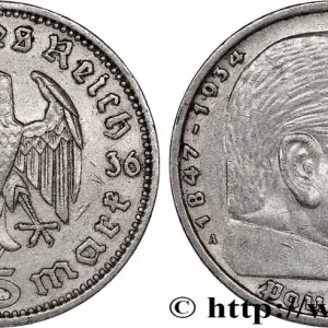 Gros Lot ALLEMAGNE 5 Reichsmark Maréchal Paul von Hindenburg 1936 Berlin fwo_764441 Monde