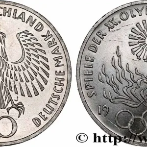 ALLEMAGNE 10 Mark XXe J.O. Munich - Flamme olympique 1972 Hambourg fwo_764461 Monde Nouveauté