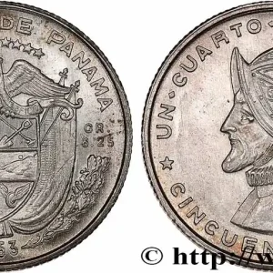 Livraison Mondiale PANAMA 1/4 Balboa 50e anniversaire de la République du Panamá 1953 fwo_764624 Monde