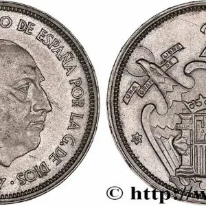 ESPAGNE - FRANCISCO FRANCO BAHAMONDE 25 Pesetas Francisco Franco (58 dans l’étoile 1957 Madrid fwo_764664 Monde Offre Limitée