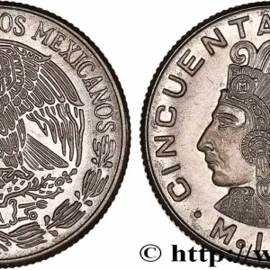 MEXIQUE 50 Centavos aigle / roi Cuauhtemoc 1970 Mexico fwo_764760 Monde Super Prix
