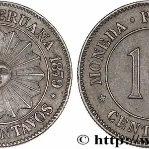 PÉROU 10 Centavos Soleil, monnayage provisoire 1879 fwo_764849 Monde Acheter Direct