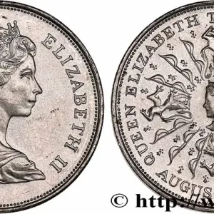 Satisfait Ou Remboursé ROYAUME-UNI 25 New Pence (1 Crown) 80e anniversaire de la reine mère 1980 fwo_764886 Monde