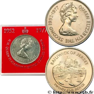 Super Prix JERSEY 25 Pence Jubilé d’argent d’Elisabeth II 1977 fwo_440887 Monde