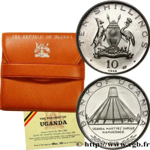 Achat Immédiat OUGANDA 10 Shillings Proof visite du pape Paul VI 1969 fwo_539810 Monde