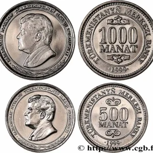 TURKMÉNISTAN Lot 500 et 1000 Manat Président Sparmyrat Nyyazov 1999 fwo_746179 Monde Meilleur Choix