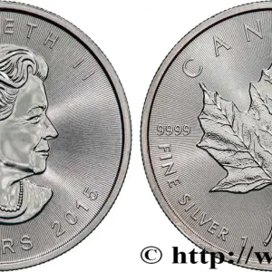 ARGENT D'INVESTISSEMENT 5 Dollars (1 once) - Mapple Leaf (Feuille d’érable) 2015 MRC Winnipeg fwo_761634 Monde Prix Choc