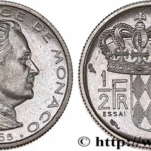 Promotion MONACO Essai de 1/2 Franc Rainier III 1965 Paris fwo_765561 Monde