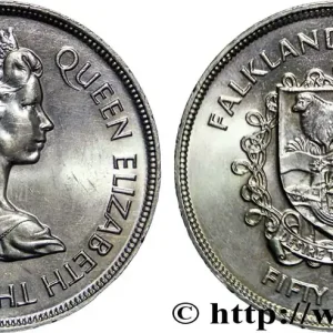 ÎLES FALKLAND 50 Pence jubilé d’argent d’Élisabeth II 1977 fwo_766921 Monde Commander Maintenant