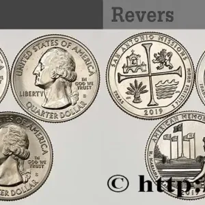 ÉTATS-UNIS D'AMÉRIQUE Série complète des 5 monnaies de 1/4 de Dollar 2019 2019 San Francisco fwo_643999 Monde Premium