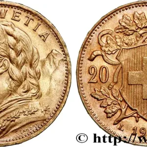 Prix Cassé OR, PALLADIUM ET PLATINE INVESTISSEMENT 20 Francs "Vreneli" 1935 Berne fwo_735654 Monde