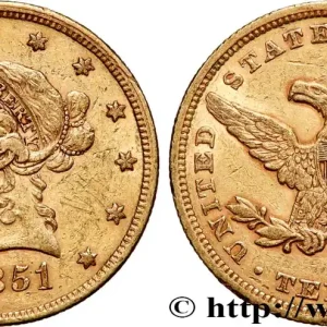 OR, PALLADIUM ET PLATINE INVESTISSEMENT 10 Dollars "Liberty" 1851 Philadelphie fwo_763812 Monde Tendance