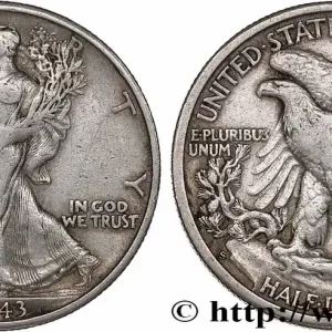 Satisfait Ou Remboursé ÉTATS-UNIS D'AMÉRIQUE 1/2 Dollar Walking Liberty 1943 San Francisco fwo_764416 Monde