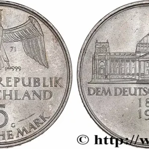 ALLEMAGNE 5 Mark Centenaire du parlement allemand 1971 Karlsruhe fwo_764480 Monde Bon Plan