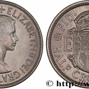 ROYAUME-UNI 1/2 Crown Élisabeth II 1953 fwo_764656 Monde Meilleur Prix
