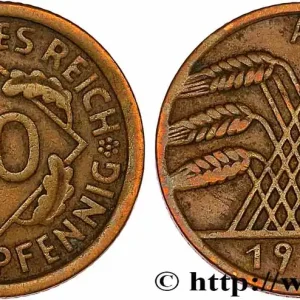 Tendance ALLEMAGNE 10 Reichspfennig gerbe de blé 1925 Berlin fwo_764775 Monde