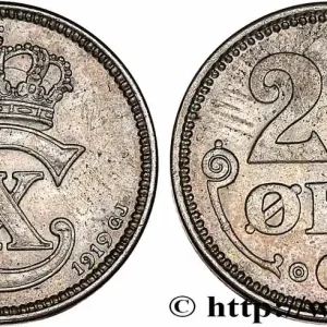 Satisfait Ou Remboursé DANEMARK 25 Ore monogramme de Christian X roi du Danemark 1919 Copenhague fwo_764944 Monde