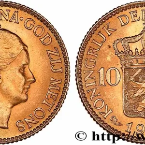 Petit Prix OR, PALLADIUM ET PLATINE INVESTISSEMENT 10 Gulden Wilhelmina, 4e type 1927 Utrecht fwo_765329 Monde