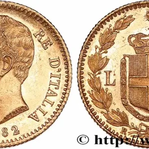 Livraison Mondiale OR, PALLADIUM ET PLATINE INVESTISSEMENT 20 Lire Umberto Ier 1882 Rome fwo_765366 Monde